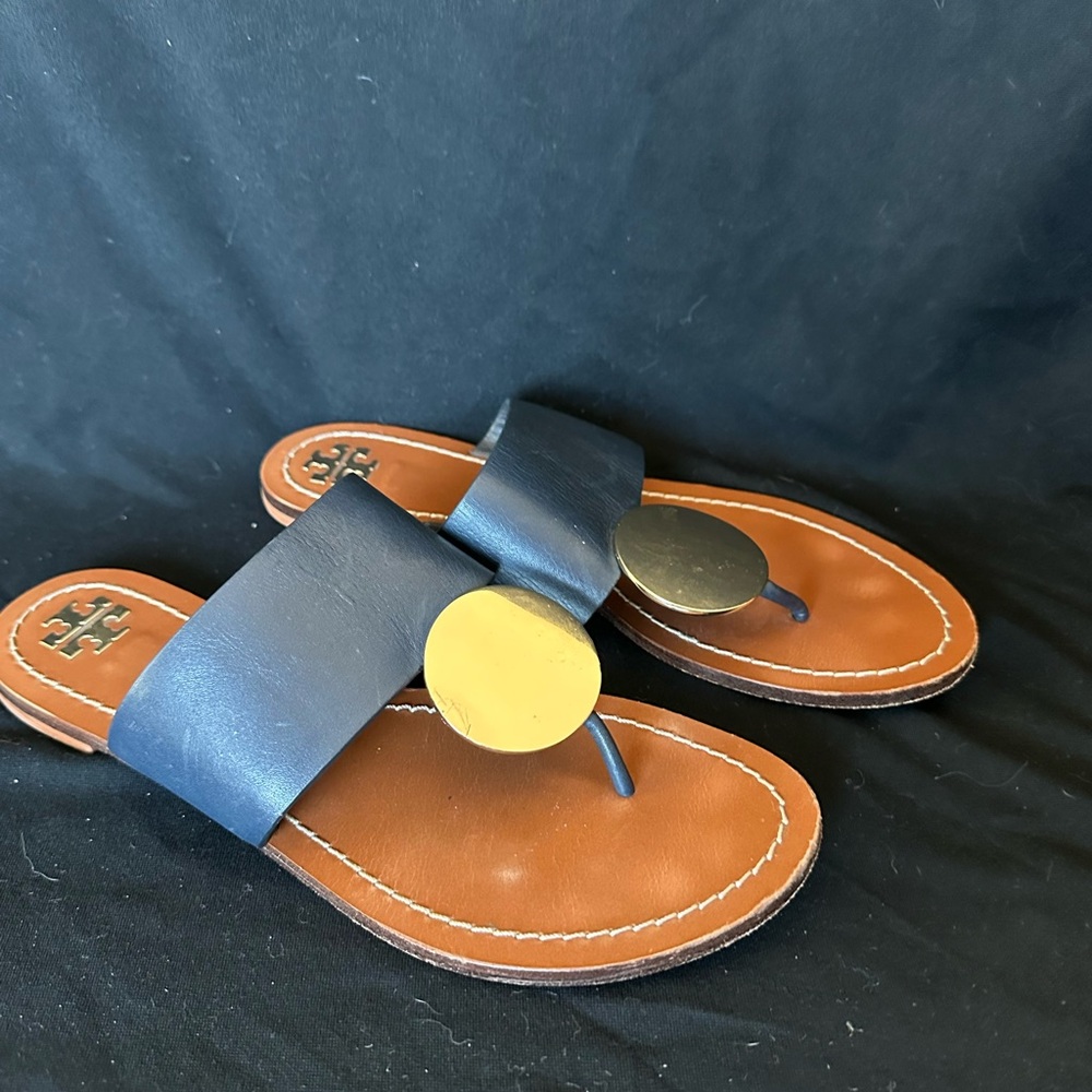 Tory Burch Patos Navy and Gold Women's Sandals size 8 - Picture 7 of 11